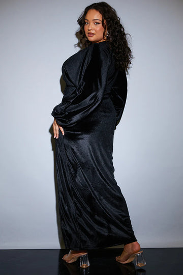 Velvet Bust Detail Maxi Dress